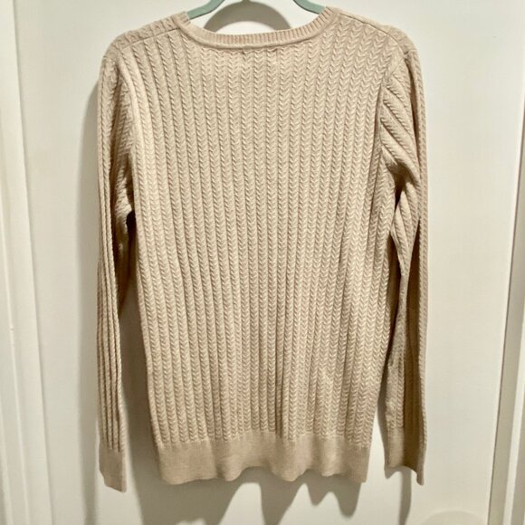 Vintage Laura Scott Cotton Fine Knit Cable Minimalist Office Preppy Sweater L - Picture 2 of 6